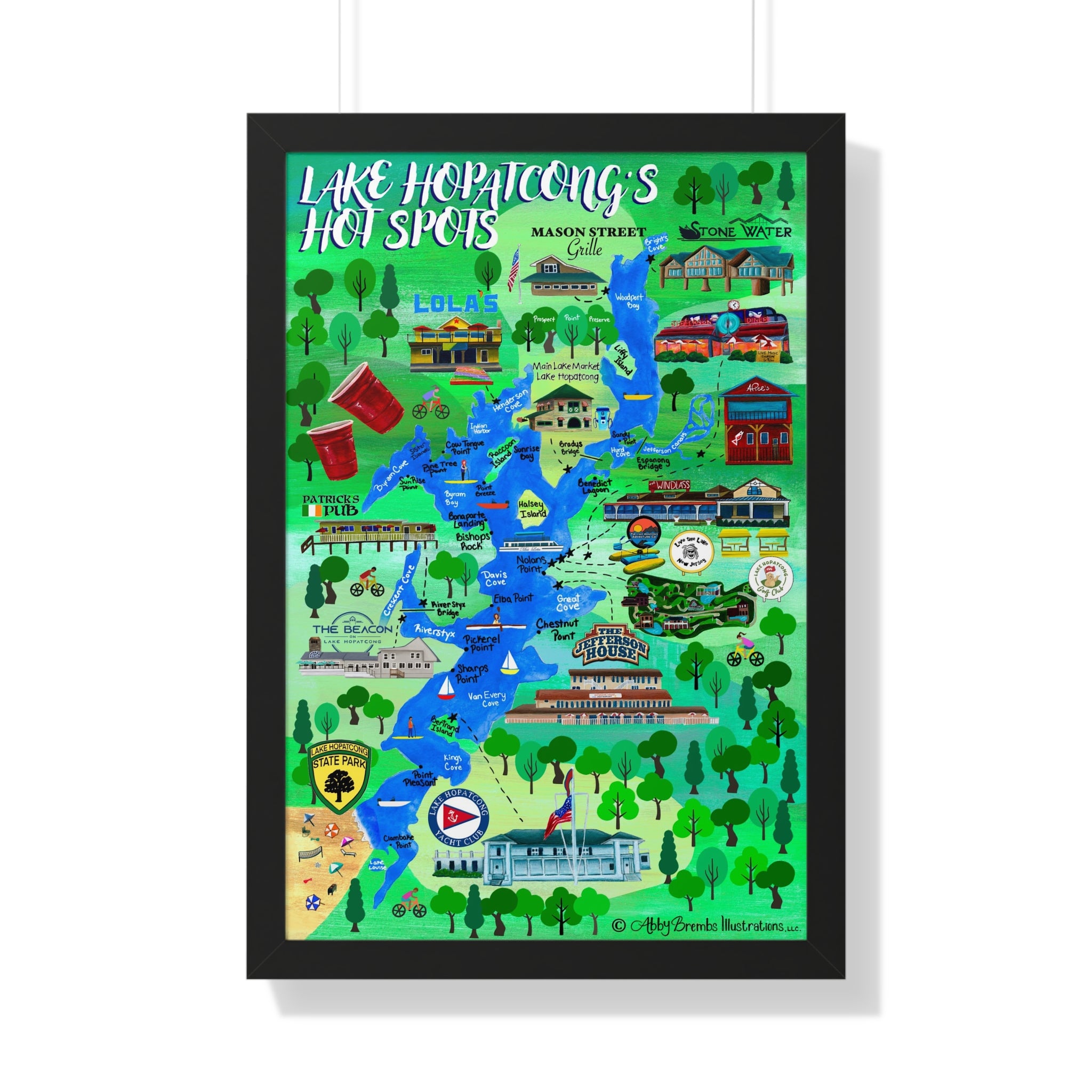 Lake Hopatcong's Hot Spots Print Matted and Framed