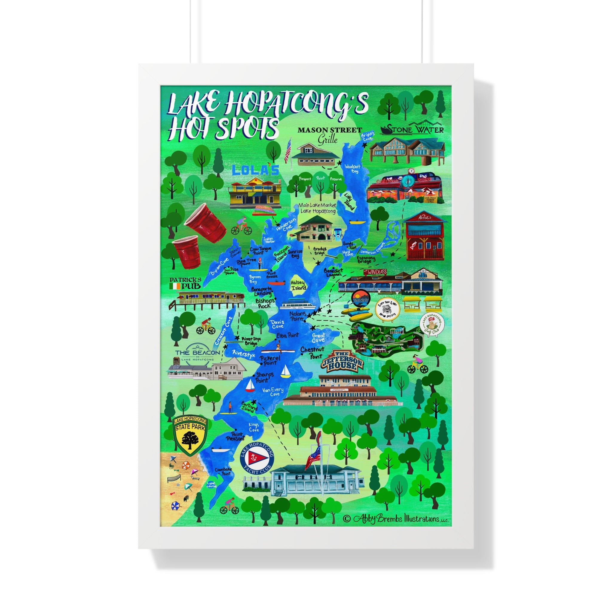 Lake Hopatcong's Hot Spots Print Matted and Framed